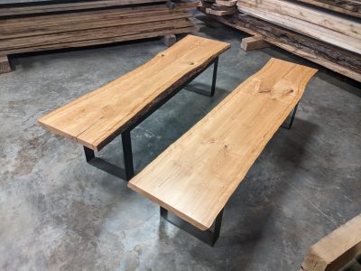 live edge cherry benches.
