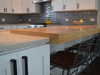 wooden countertop.